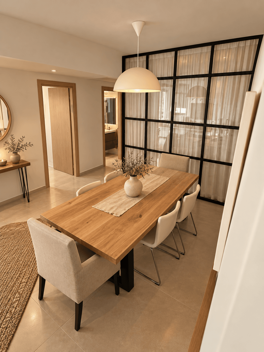 Dining & circulation: proposed upgrade with the existing room layout retained