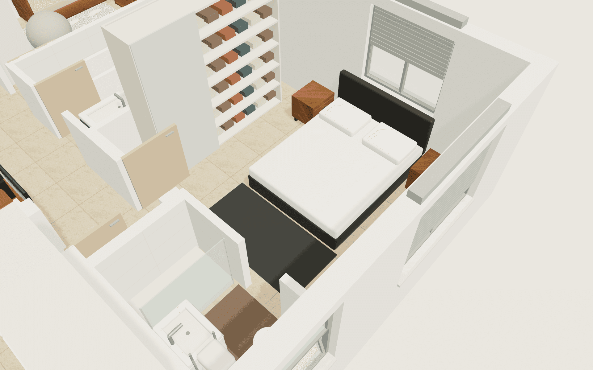 Main bedroom: Bedroom and entrance recess
